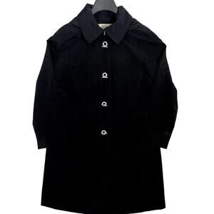 Fog By London Fog Long Coat Womens M Black Hooded Preppy Rain Collared
